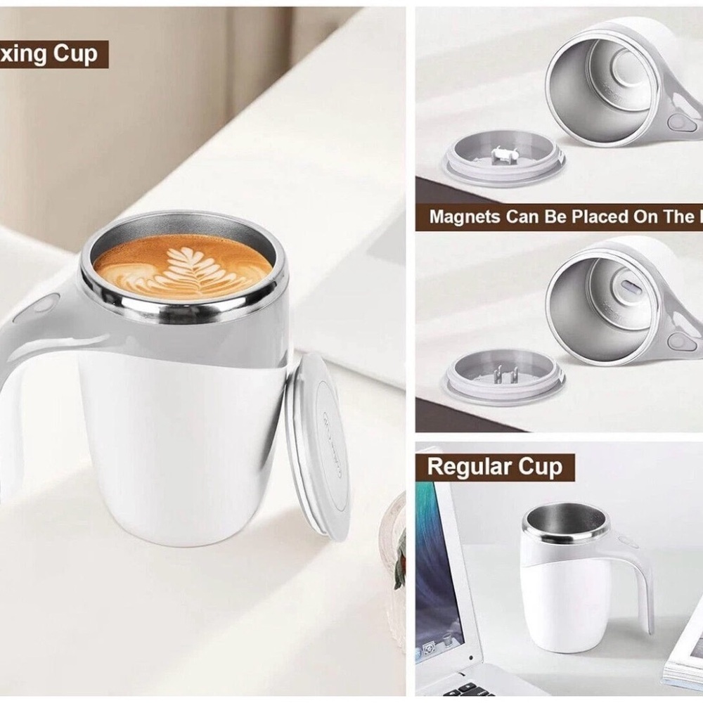 NEW Automatic Magnetic Rechargeable Electric Self Stirring Mug Cup Coffee Tea - Picture 7 of 10